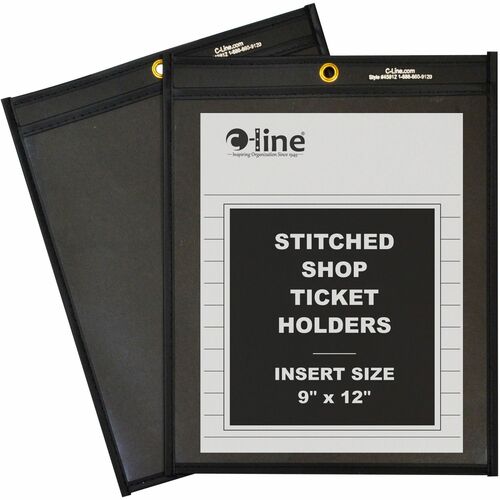 C-Line  Shop Ticket Holder, Stitched, 9"x12", 25/BX, Clear/Black