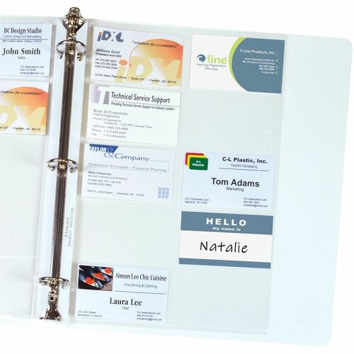 C-Line  Business Card Pages, Poly, 200 Card Cap,11"x8,10/PK,CL