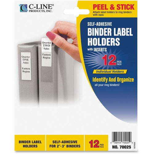 C-Line  Self Adhesive Binder Labels, 1-3/4"x3-1/4", 12/PK, Clear