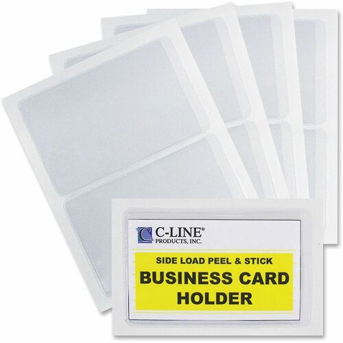 C-Line  Business Card Holders,Side Ld,Self-Adhsv,2"x3-1/2",10/PK,CL