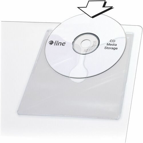 C-Line  Self Adhesive CD/DVD Holder, Reduced Glare, 10/PK, Clear