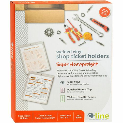 C-Line  Shop Ticket Holders, Vinyl, Vertical, 11"x8-1/2", 50/BX, CL