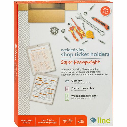 C-Line  Shop Ticket Holders, Vinyl, Vertical, 12"x9", 50/BX, Clear