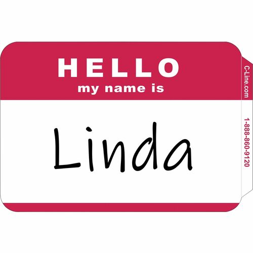 C-Line  Name Badges,"Hello My Name Is",3-1/2"x2-1/4",100/BX,RD/WE