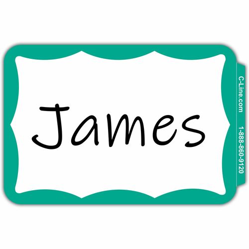 C-Line  Name Badges, 3-1/2"x2-1/4", 100/BX, Green Border