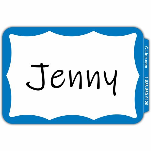 C-Line  Name Badges, 3-1/2"x2-1/4", 100/BX, Blue Border