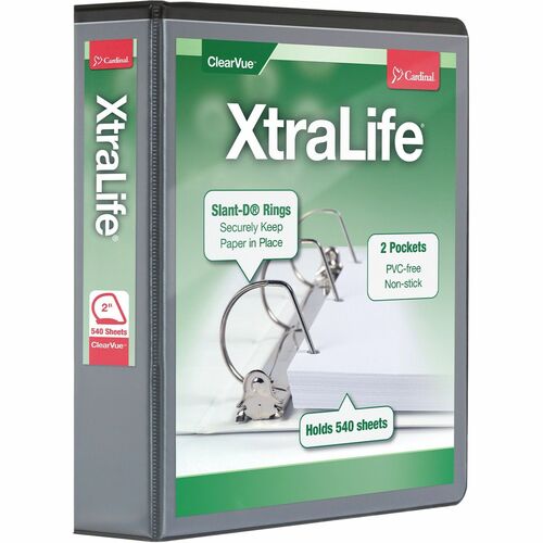 Cardinal  Clearvue Binder, D-Ring, 2" Capacity, 11"x8-1/2", Black
