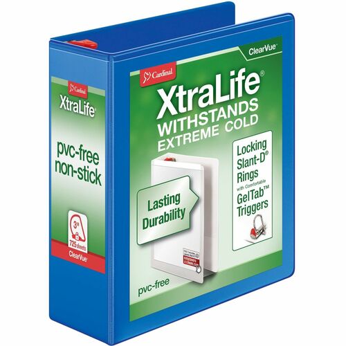 Cardinal  Clearvue Binder, D-Ring, 3" Capacity, 11"x8-1/2", Blue