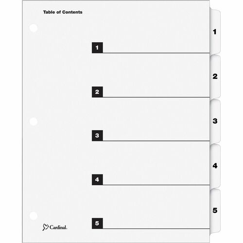 Cardinal  One Step Index System, Numbered 1-5, 5 Tabs, Clear