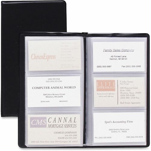 Cardinal  Card Holder,Business,72-Card Cap,7-3/4"x4-3/8",Vinyl,Black