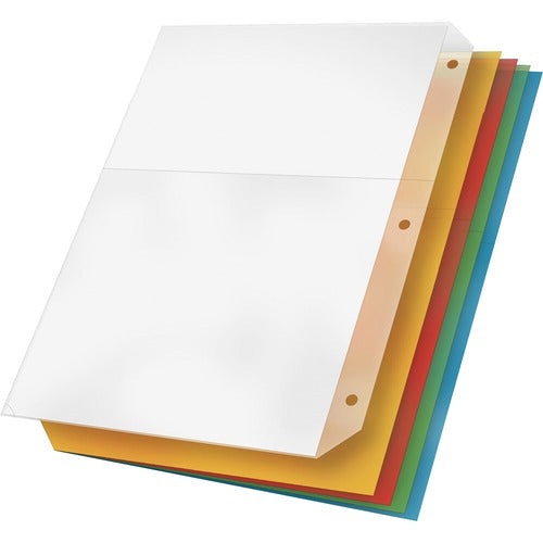Cardinal  Ring Binder Poly Pockets, 8-1/2"x11", 5/PK, Assorted Colors