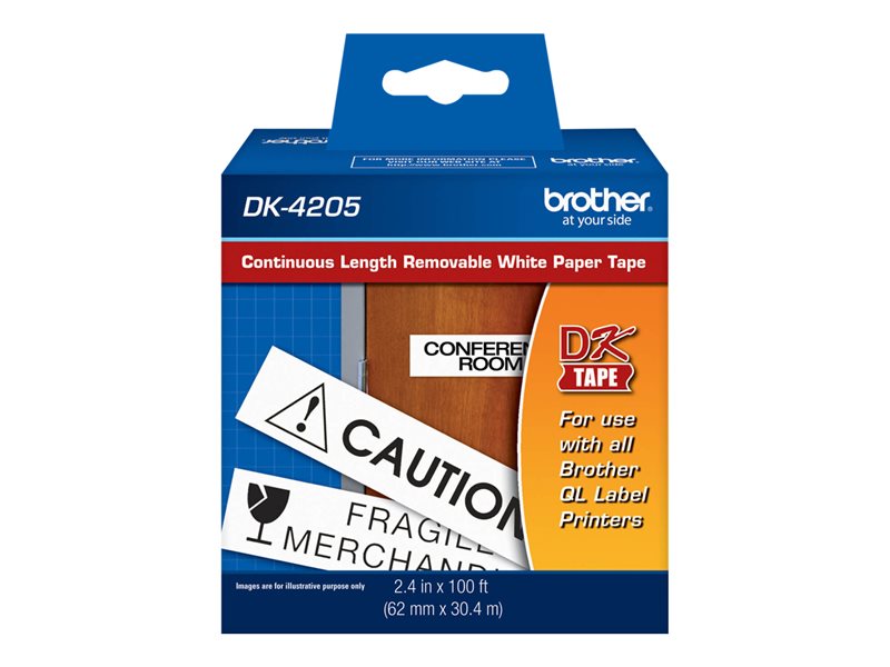 BROTHER DK4205 TAPE WHT REMOVBLE 2.4" X 100'