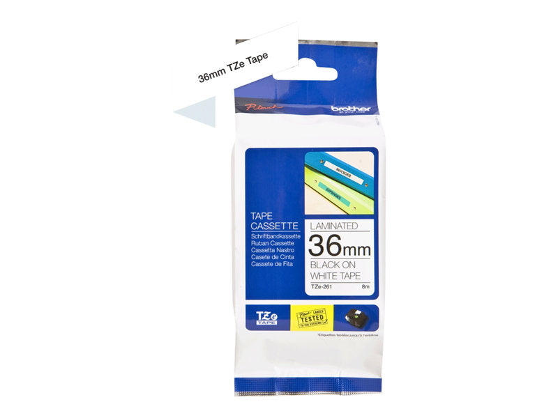 BROTHER 1.5" TZE TAPE 36MM BLACK ON WHITE