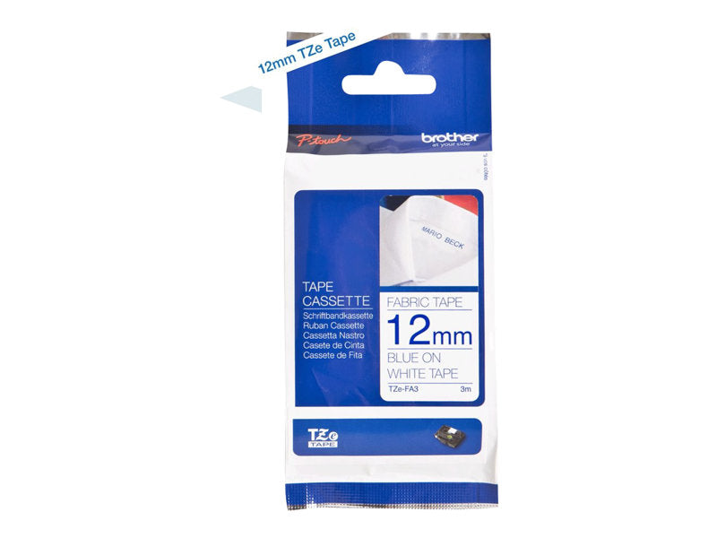 BROTHER 1/2" TZE TAPE 12MM BLUE/WHITE IRON-ON