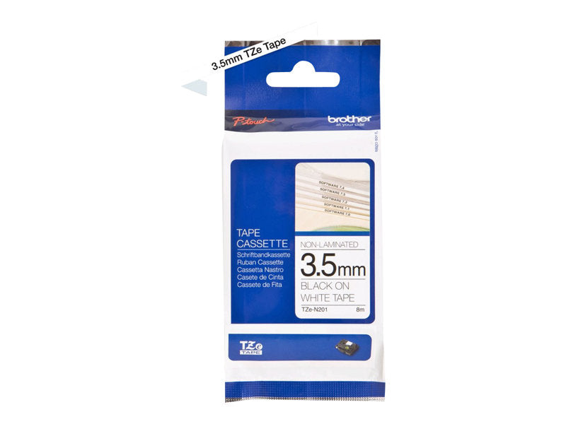 BROTHER 9/64" TZETAPE 3.5MM BLACK ON WHITE