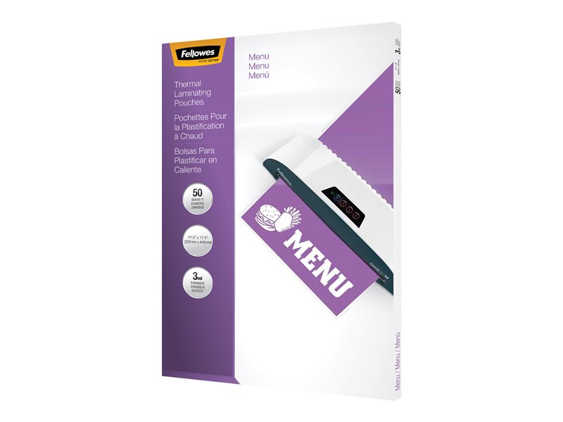 FELLOWES 52011 LAMINATE 500CT 3MIL MENU SIZE