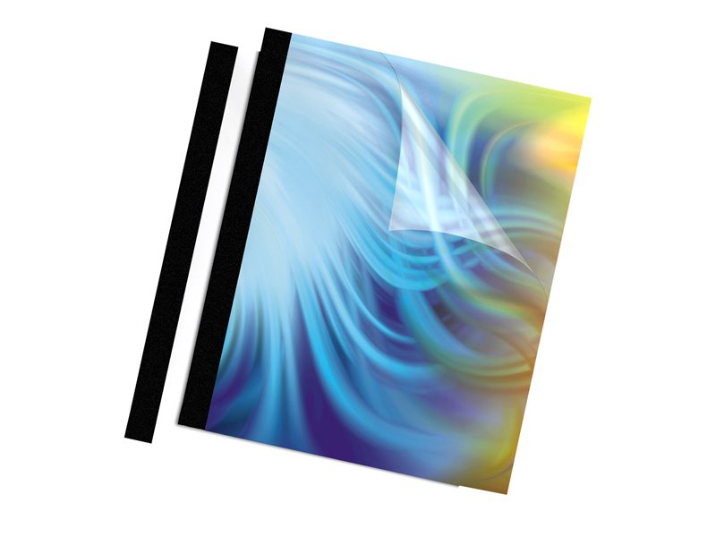 FELLOWES CLEAR/BLK THRML 10PK 1/8" BIND COVERS