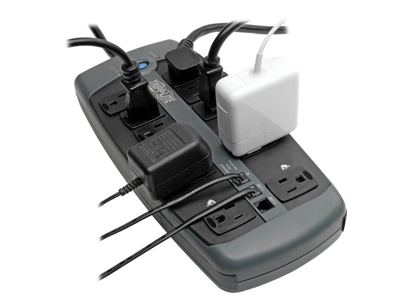 TRIPPLITE 10-OUT 8' CORD TEL STRIP SURGE-BLACK