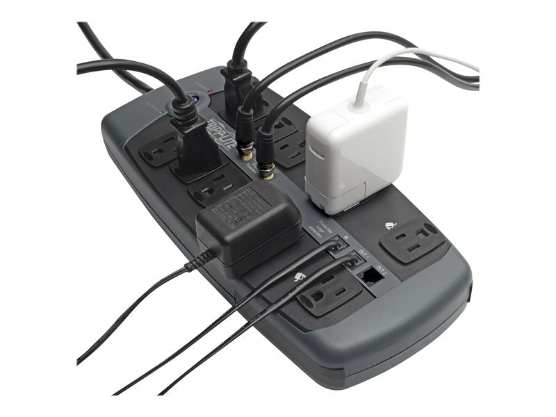 TRIPPLITE 10-OUT 8' CORD TEL/TV STRIP SURGE-BLACK